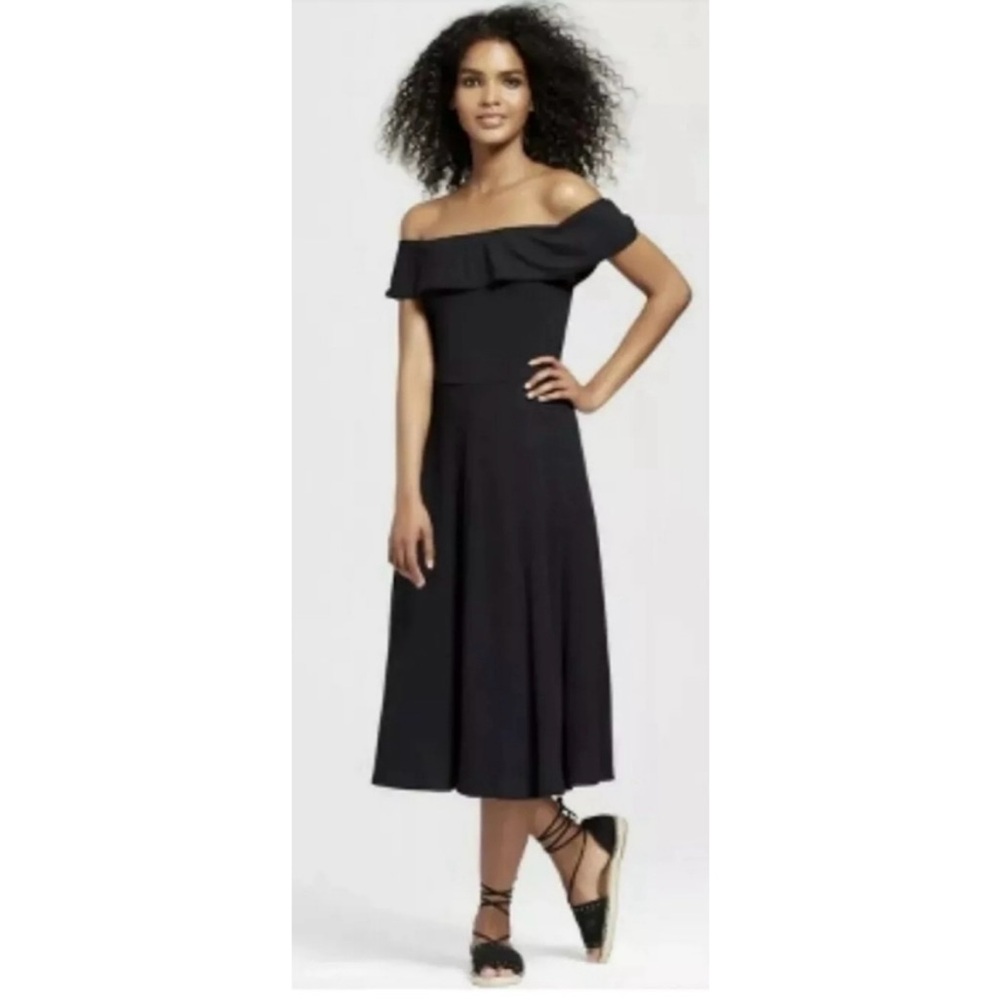Who What Wear Black Off-Shoulder Midi Dress – Size L
